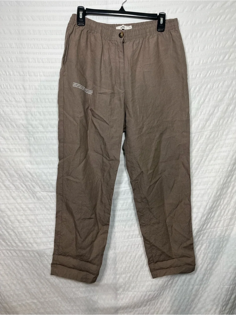 Pangaia Garterized Drawstring Track Pants in Brown Linen Size Medium
